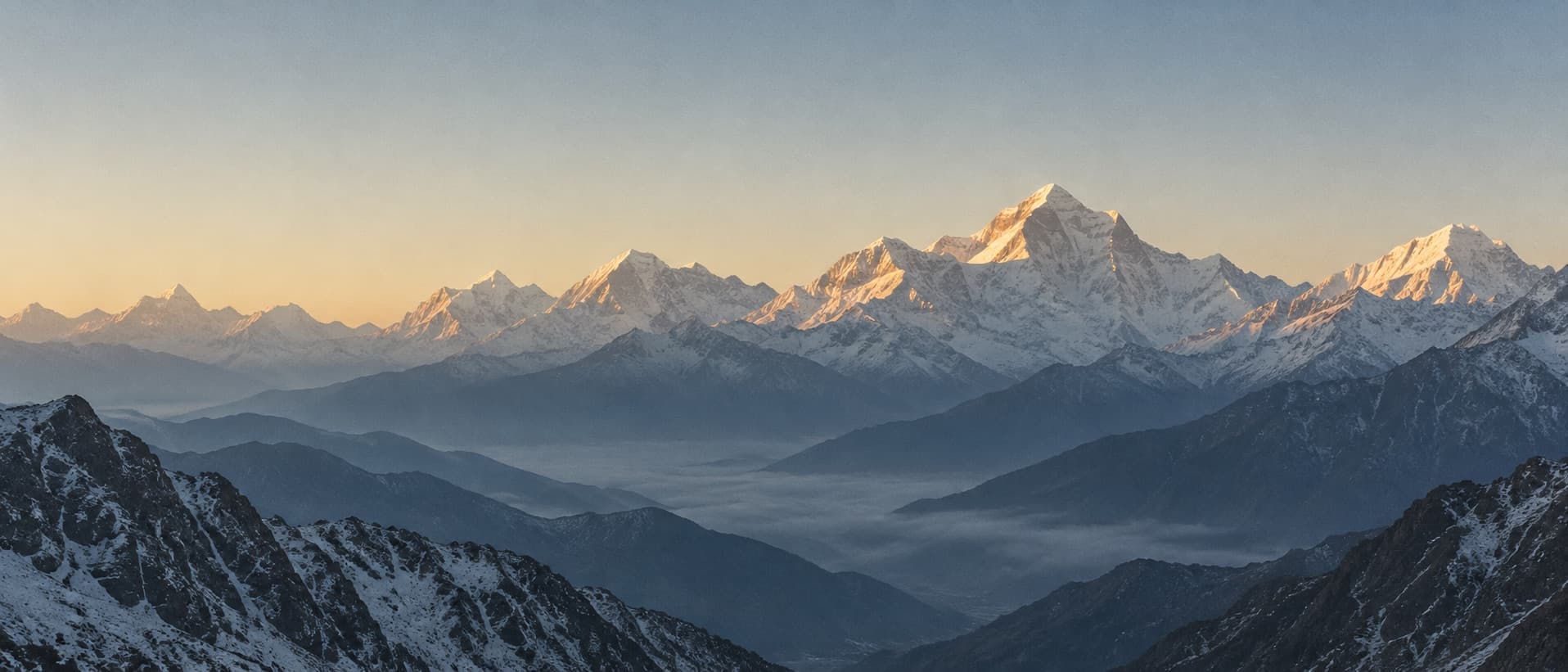 High mountain landscape in early light