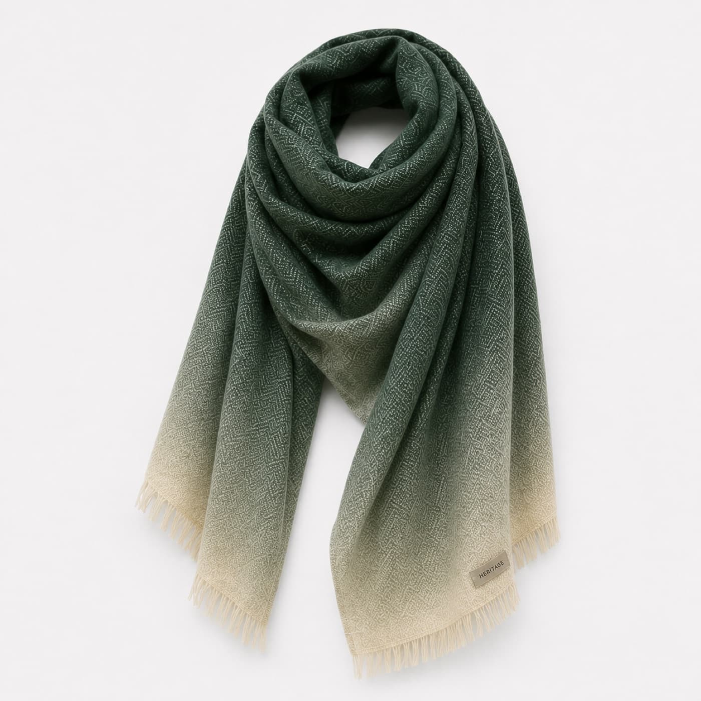 Forest Green Ombre Scarf, front angle